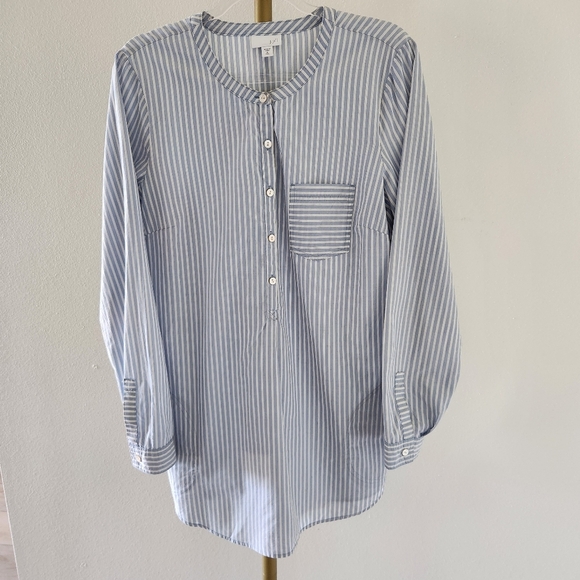 J. Jill Long Sleeve Tunic Top Womens Size Medium Tall Light Blue Striped - Picture 10 of 10